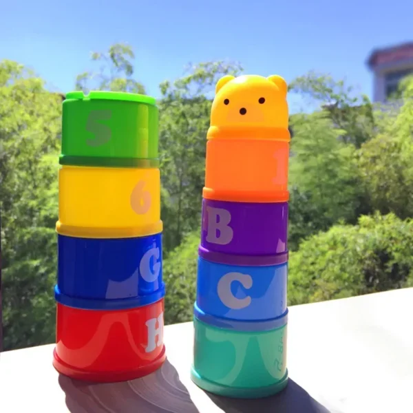 Figure & Letters - Fun Rainbow Cups Stacking Tower - Image 3