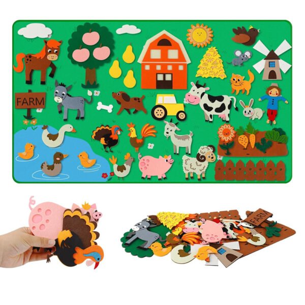 Farm Animal Felt Story Board- Play Kit Wall Hanging Puzzle Toys