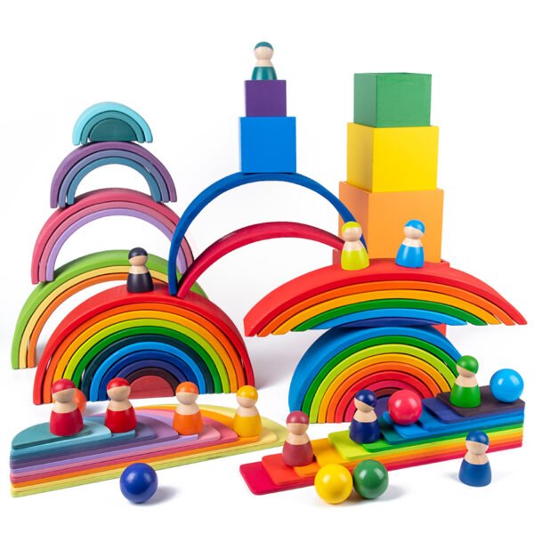 Large Size Open Ended Toys - Rainbow Constructor Stacker