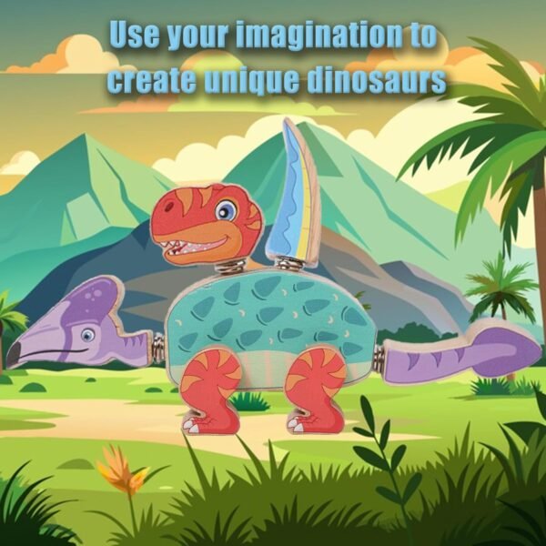 Dinosaur Snap Building Toys- Wooden Take Apart Dino Playset - Image 4