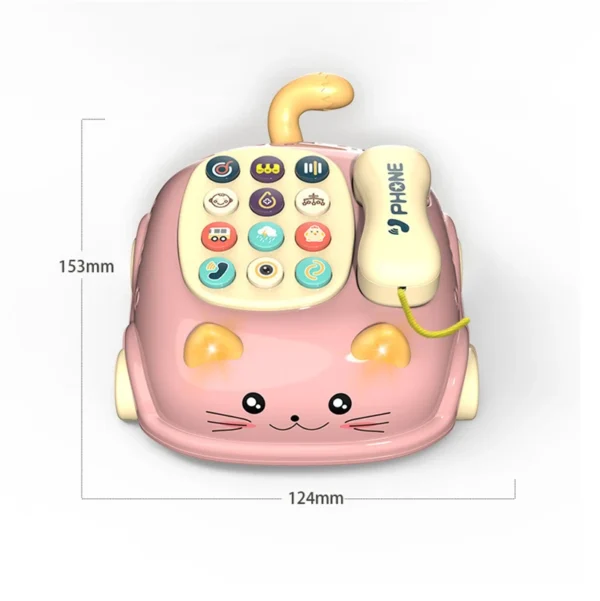 Light Music Baby Cartoon - Cat Shape Pull Wire Telephone Car Multi-fuctional Toy - Image 4