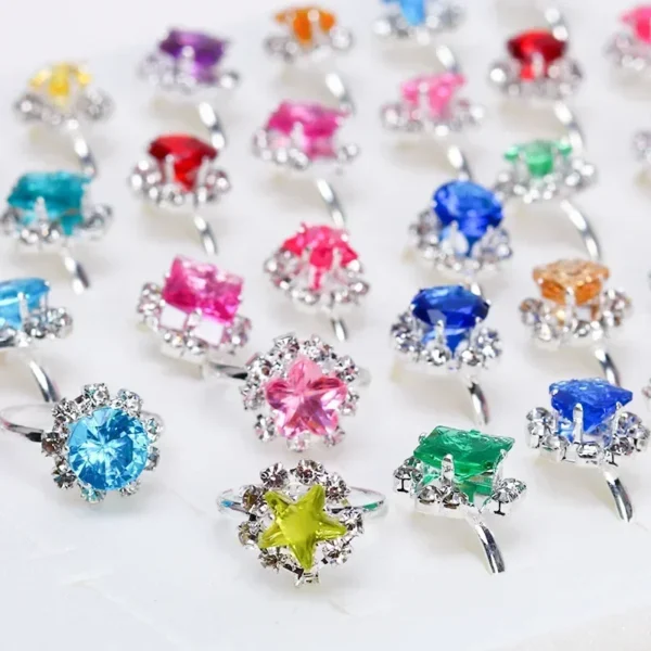 12pcs/36pcs Cute Rainbow Butterfly Rings- Girly cartoon Adjustable Rings. - Image 2
