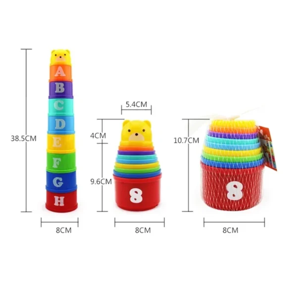 Figure & Letters - Fun Rainbow Cups Stacking Tower - Image 2