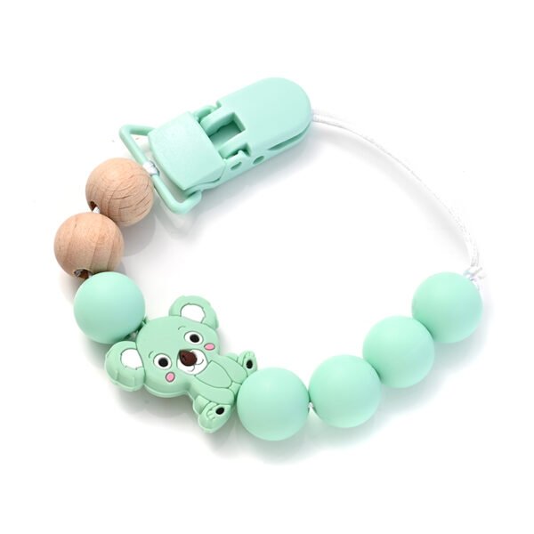 Baby Pacifier Clips Holder- Silicone Animal Teething Chain Wood